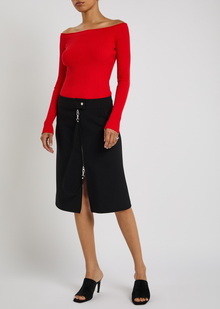 Courrèges Off Shoulder Ribbed Knit top - 4