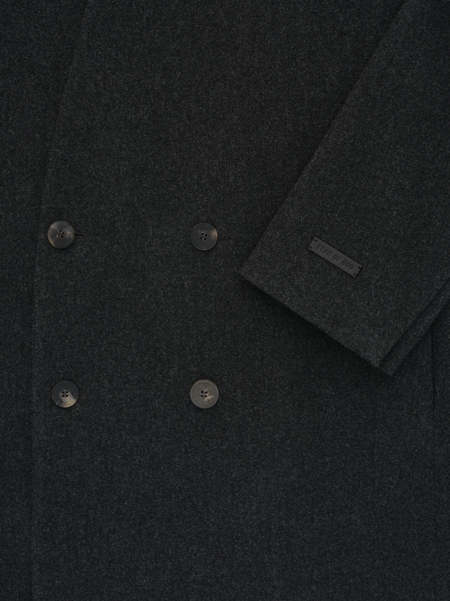 Wool Flannel Long Relaxed Lapelless Blazer - 4