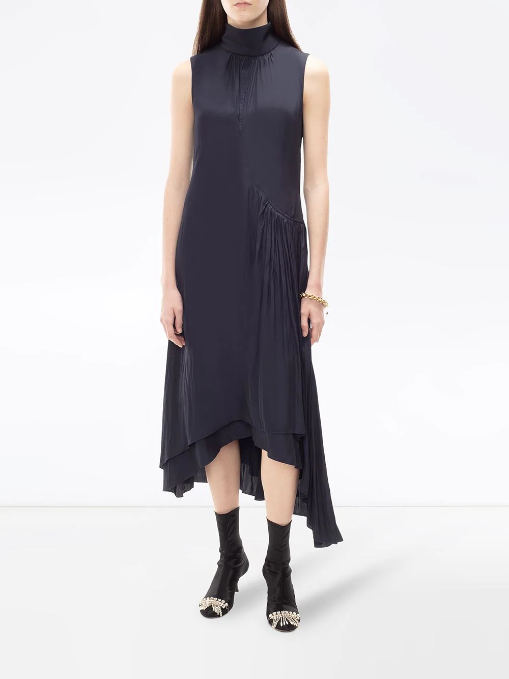 asymmetric gathered dress - 2