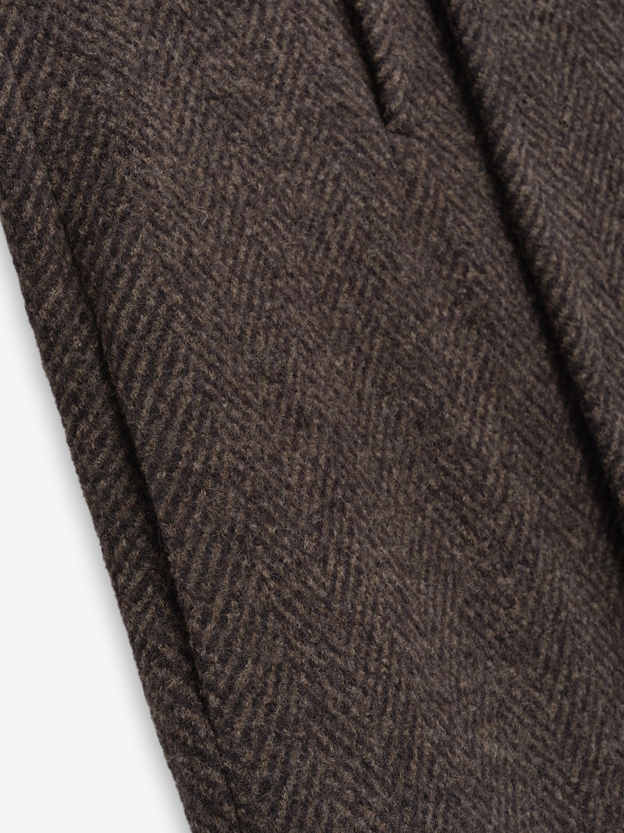 Wool Chevron Stand Collar Overcoat - 4