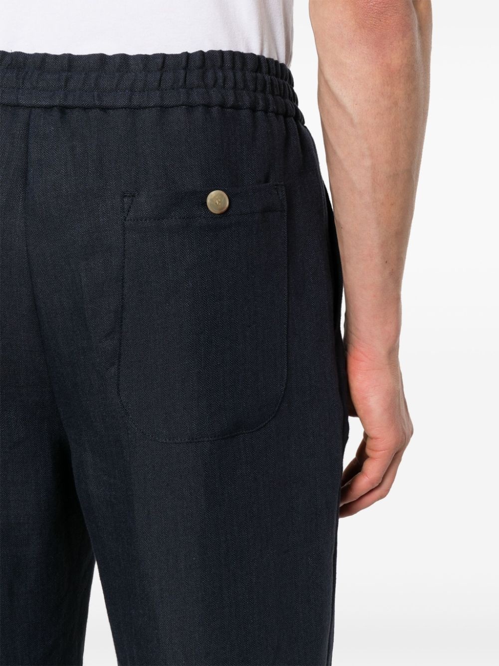 herringbone linen trousers - 5