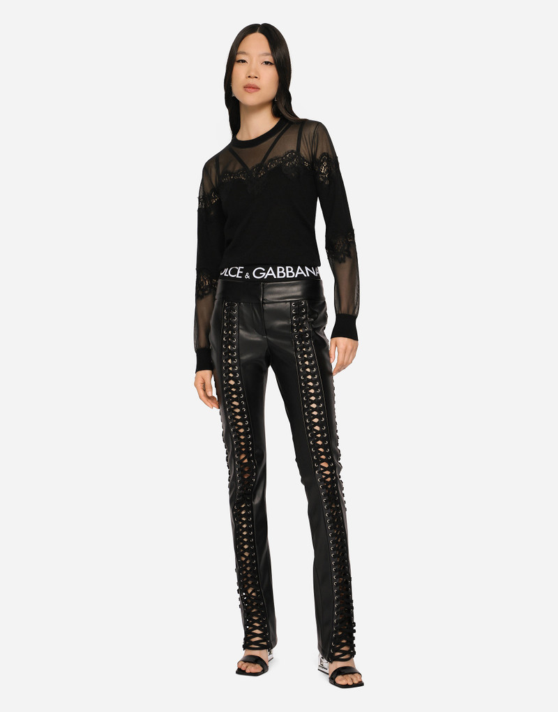 Dolce & Gabbana Faux leather pants with lacing and eyelets outlook