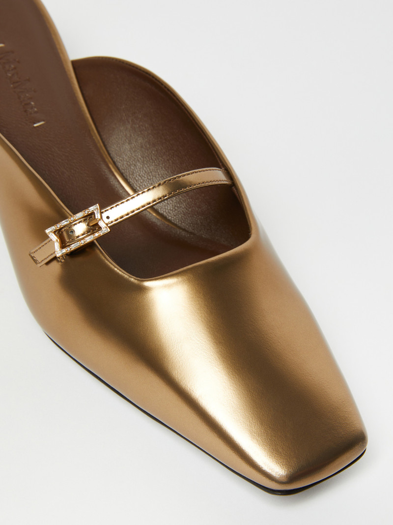 METALSLIDE Laminated leather mules 4