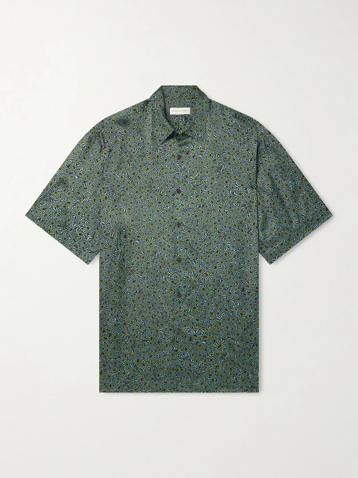 Camp-Collar Printed Satin Shirt - 1