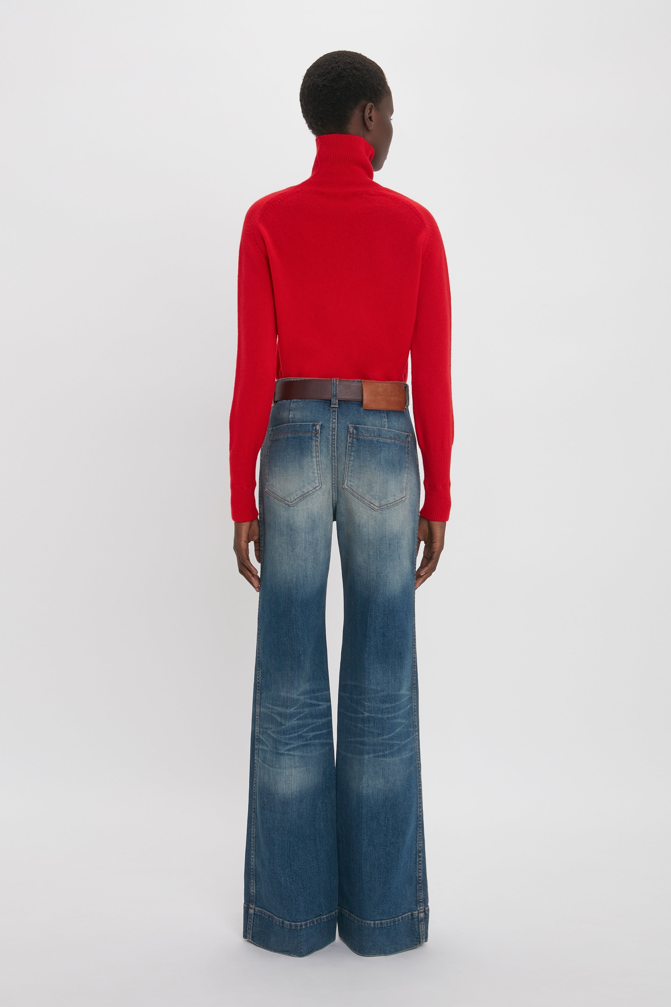 Polo Neck Jumper In Red - 5