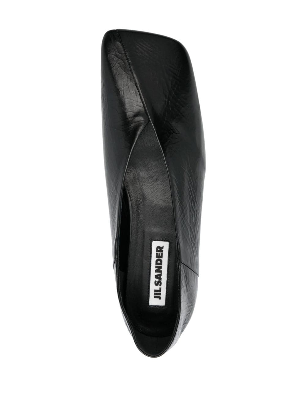 square-toe leather ballerina shoes - 4