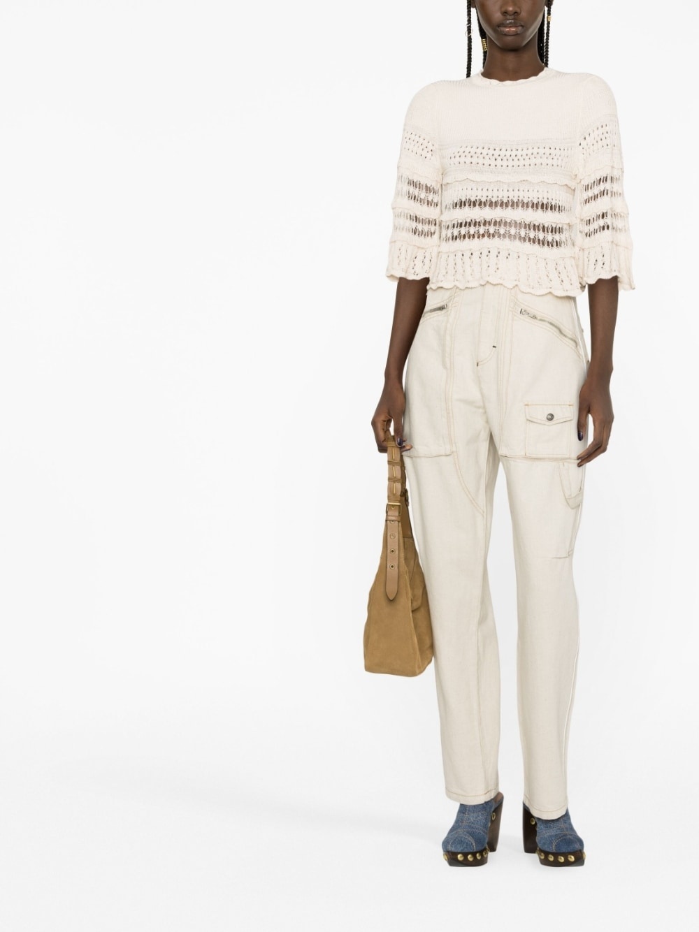 zip-pocket tapered trousers - 2