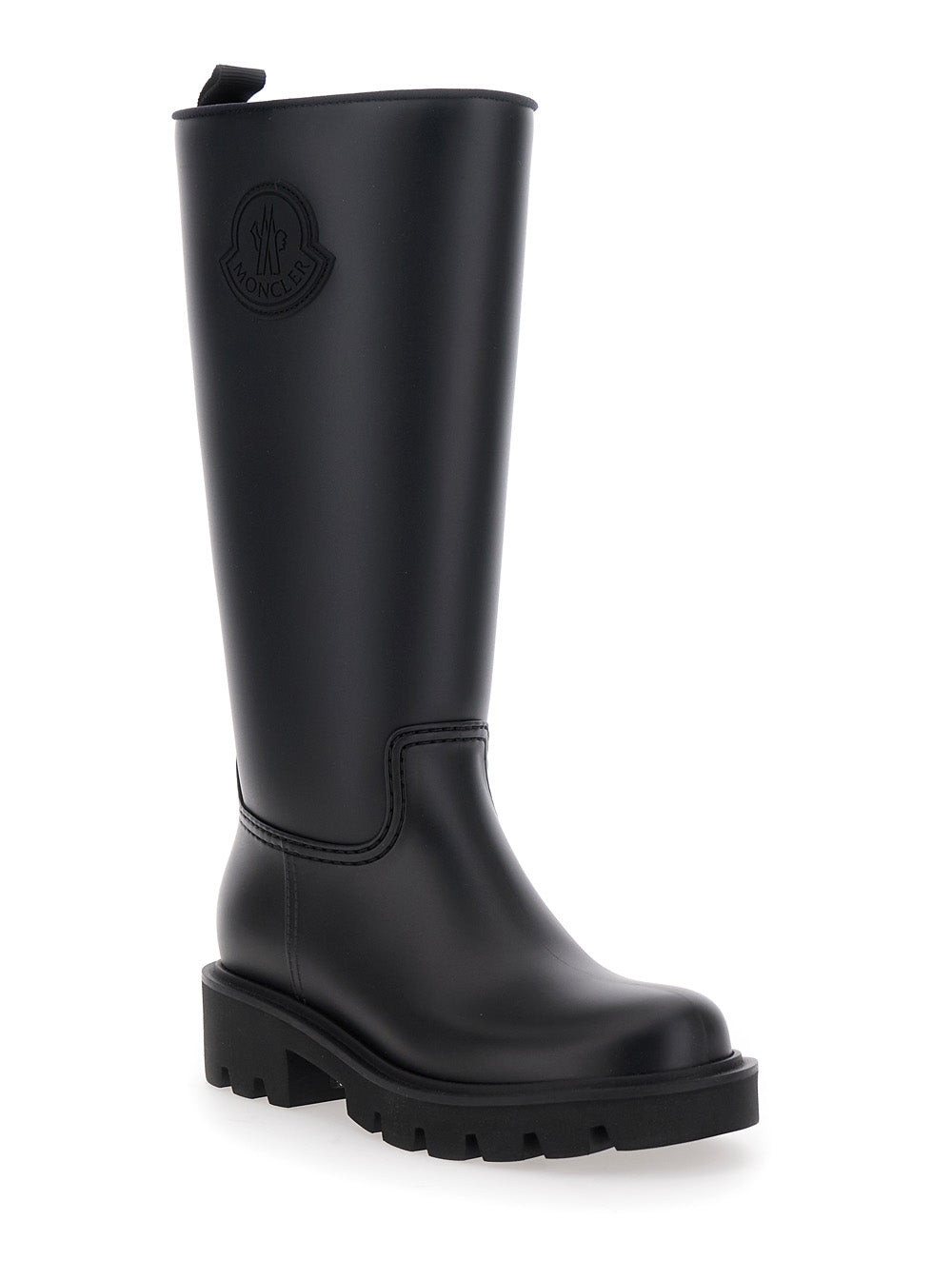 Moncler Women 'Kickstream' Black Boots With Low Block Heel And Tonal Logo Patch On The Side In Tech  - 2