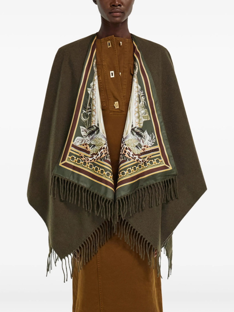 Ferragamo Feline Print Cashmere And Silk Reversible Cape 5