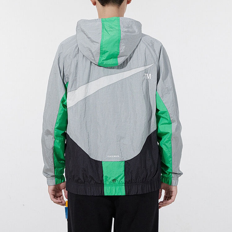 Nike Sportswear Swoosh Contrasting Colors Large Logo hooded Woven Jacket Gray DD5968-077 - 4