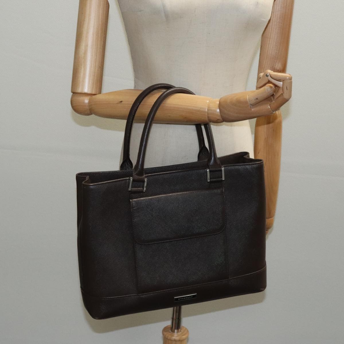 Burberry Hand Bag Leather Brown Silver - 14