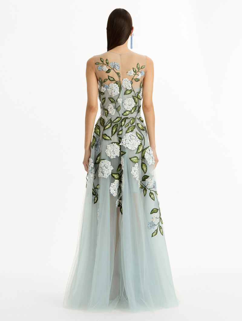 PORCELAIN FLOWER EMBROIDERED GOWN 3