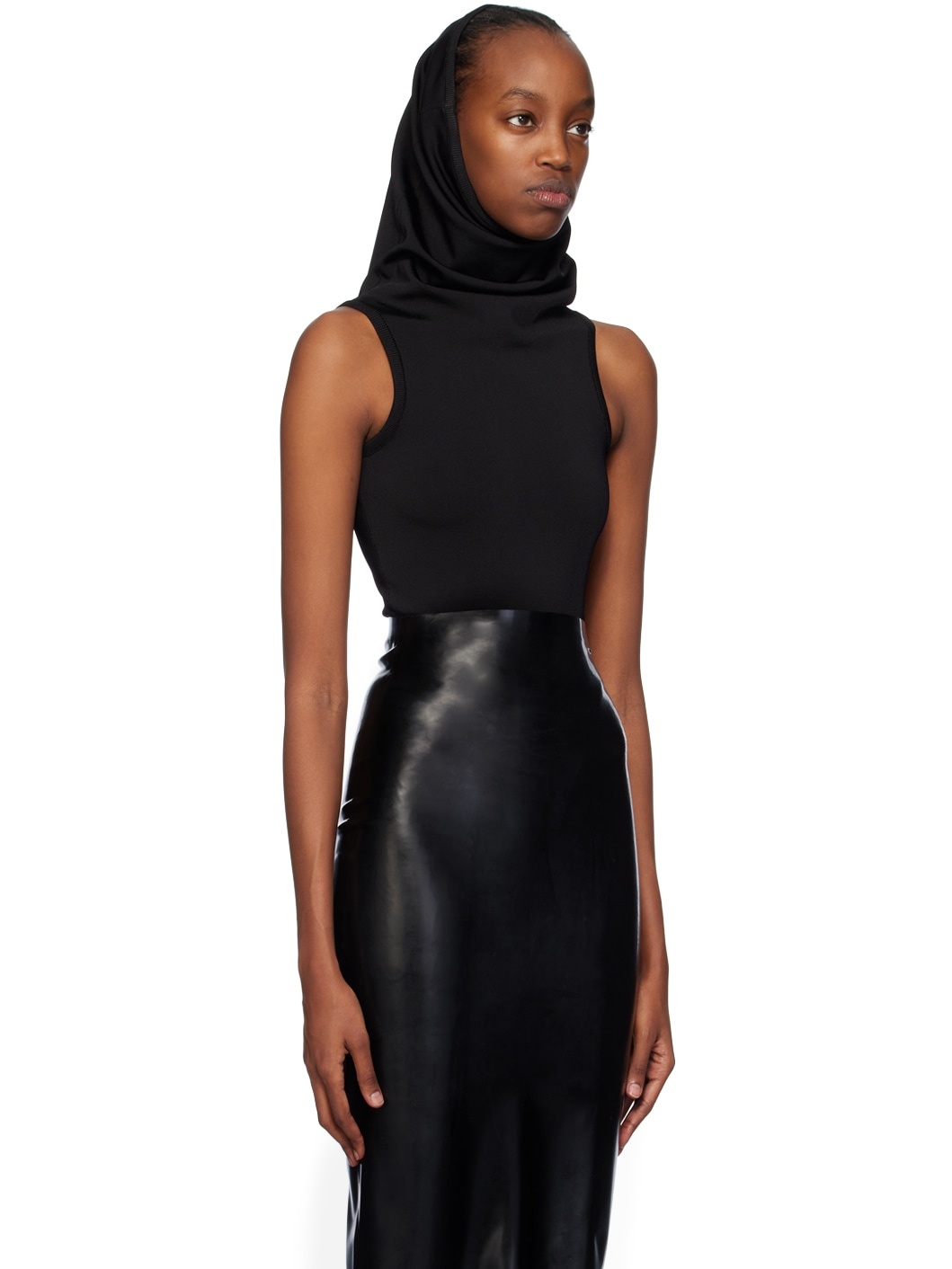 Black Hooded Bodysuit - 2