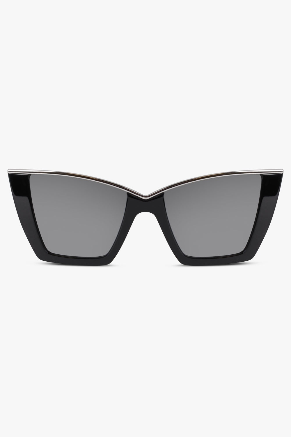 SILVER TRIM CAT EYE SUNGLASSES | BLACK/SILVER - 1