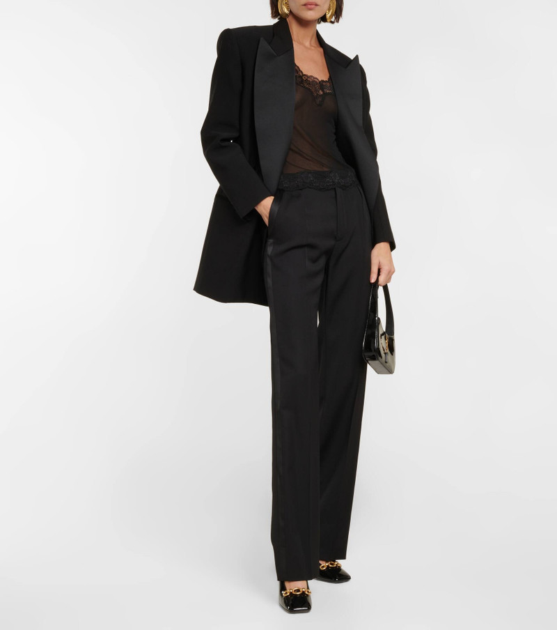 SAINT LAURENT Lace-trimmed jersey voile camisole outlook