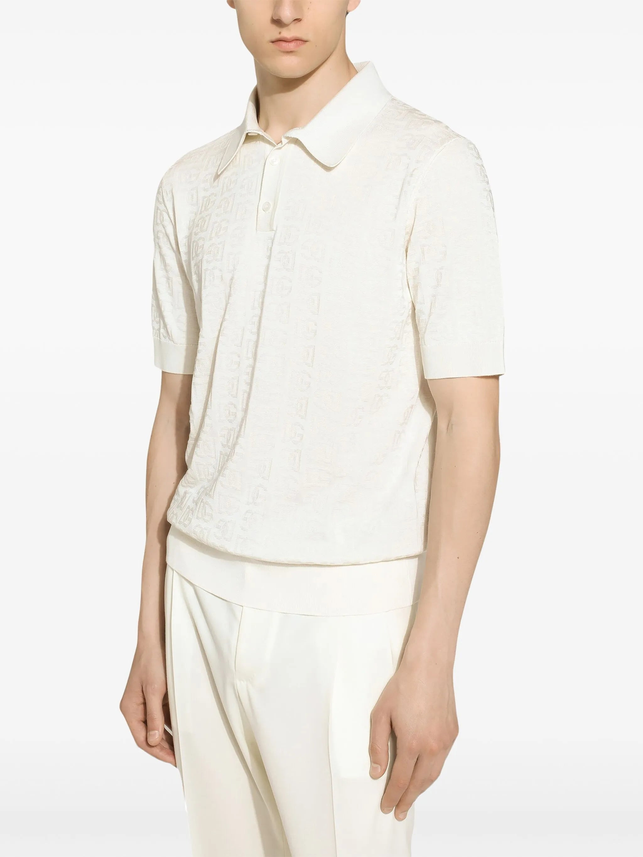 monogram-jacquard silk polo shirt - 4