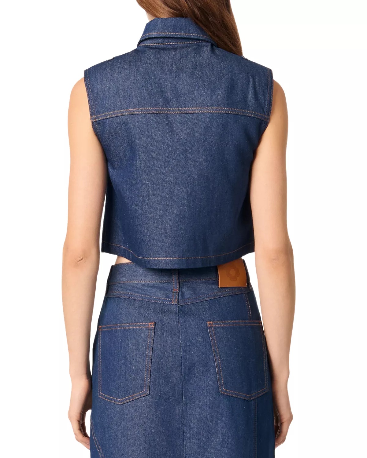 Denim Cropped Vest - 3