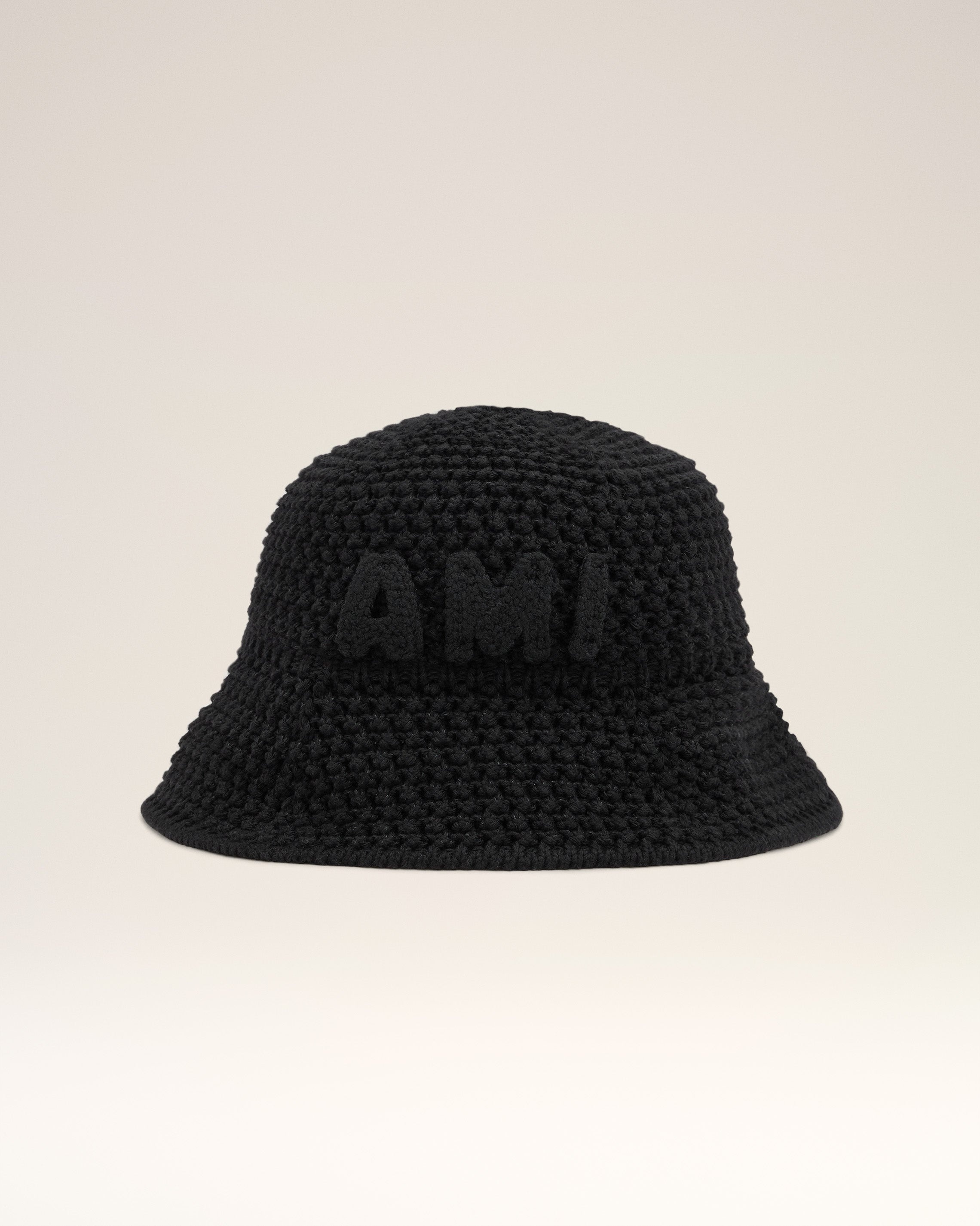 BLACK KNIT AMI PATCH BUCKET HAT - 4