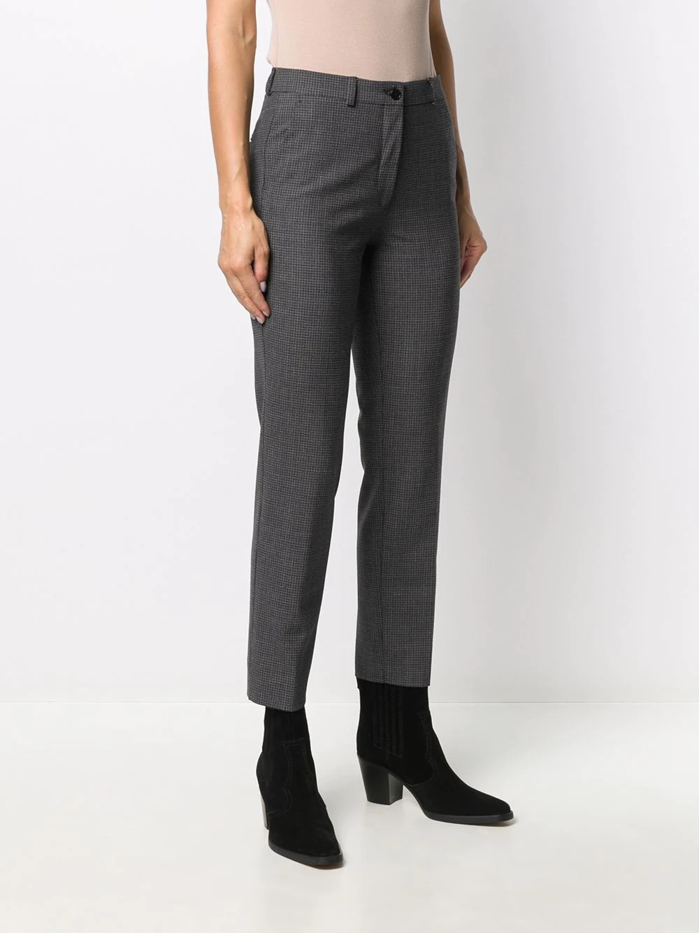 check pattern tailored trousers  - 3