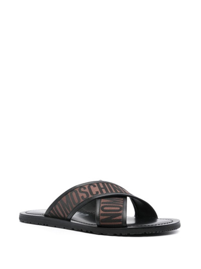 Moschino logo-jacquard leather slides outlook