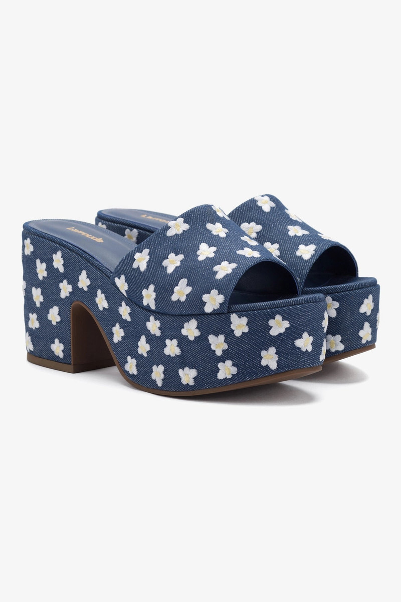 Larroudé Miso Platform Sandal In Blue Denim outlook