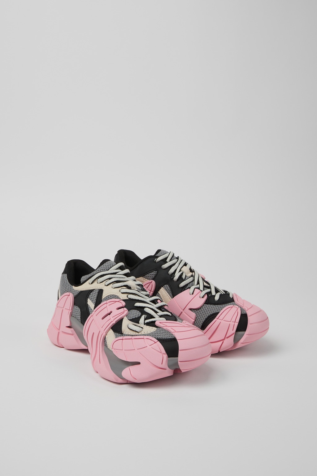 Gray and Black-White Textile Sneakers - 2