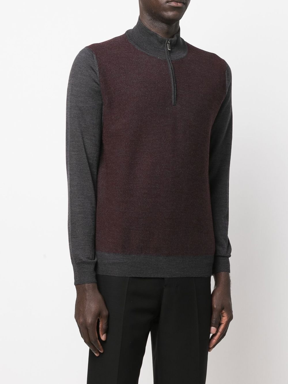 two-tone quarter-zip jumper - 3