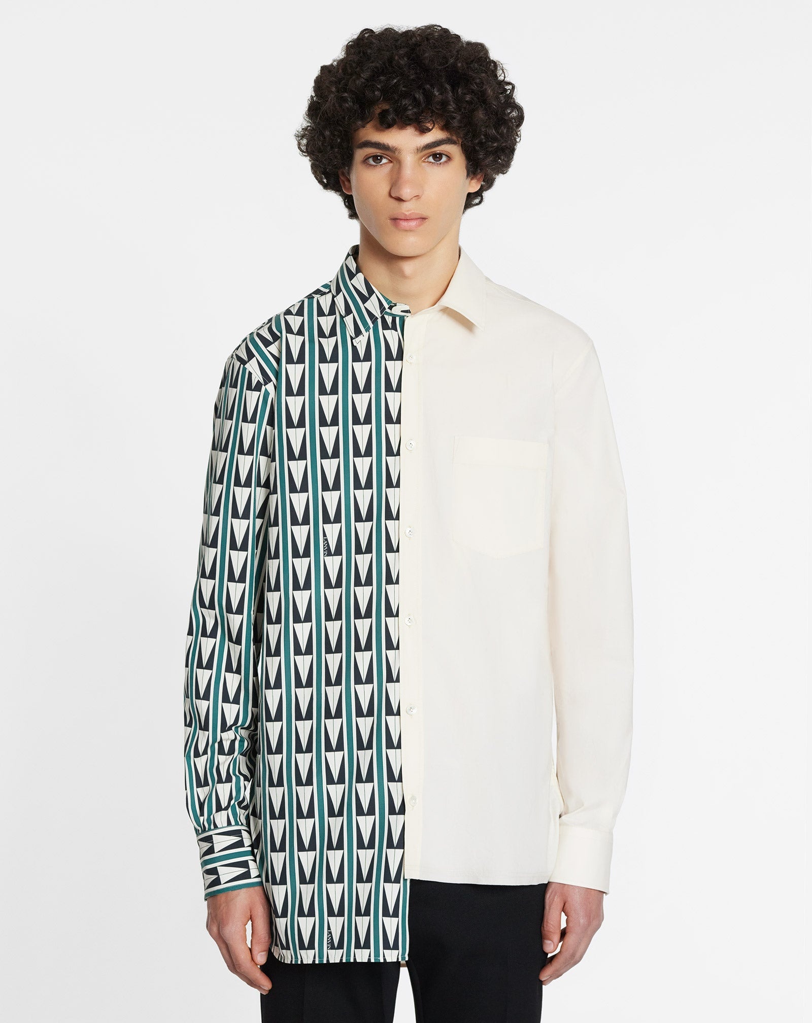 DUAL-PRINT SHIRT WITH ART DECO-INSPIRED TRIANGLES - 3