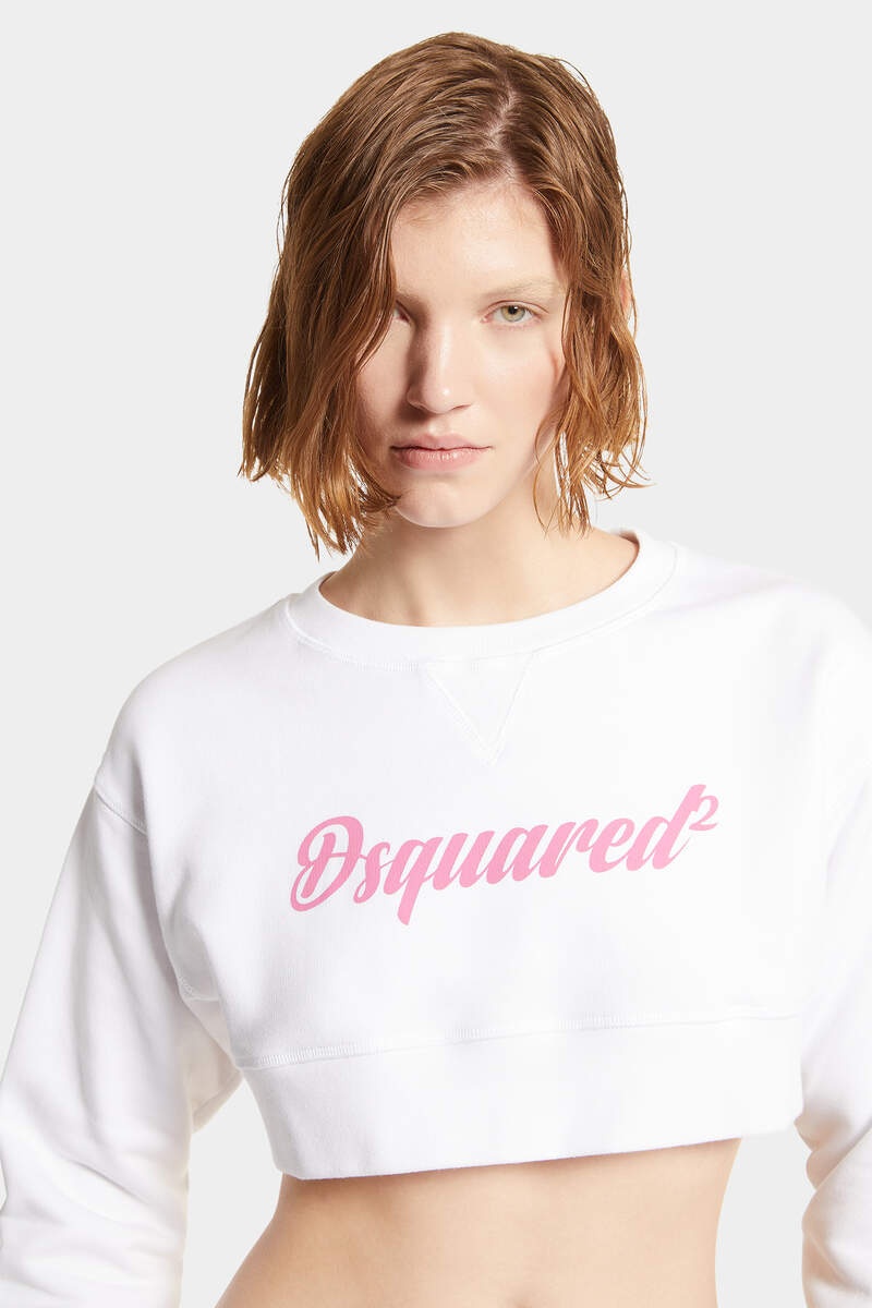PINK PRINTED  LETTERING CROPPED COOL FIT HOODIE SWEATSHIRT - 5