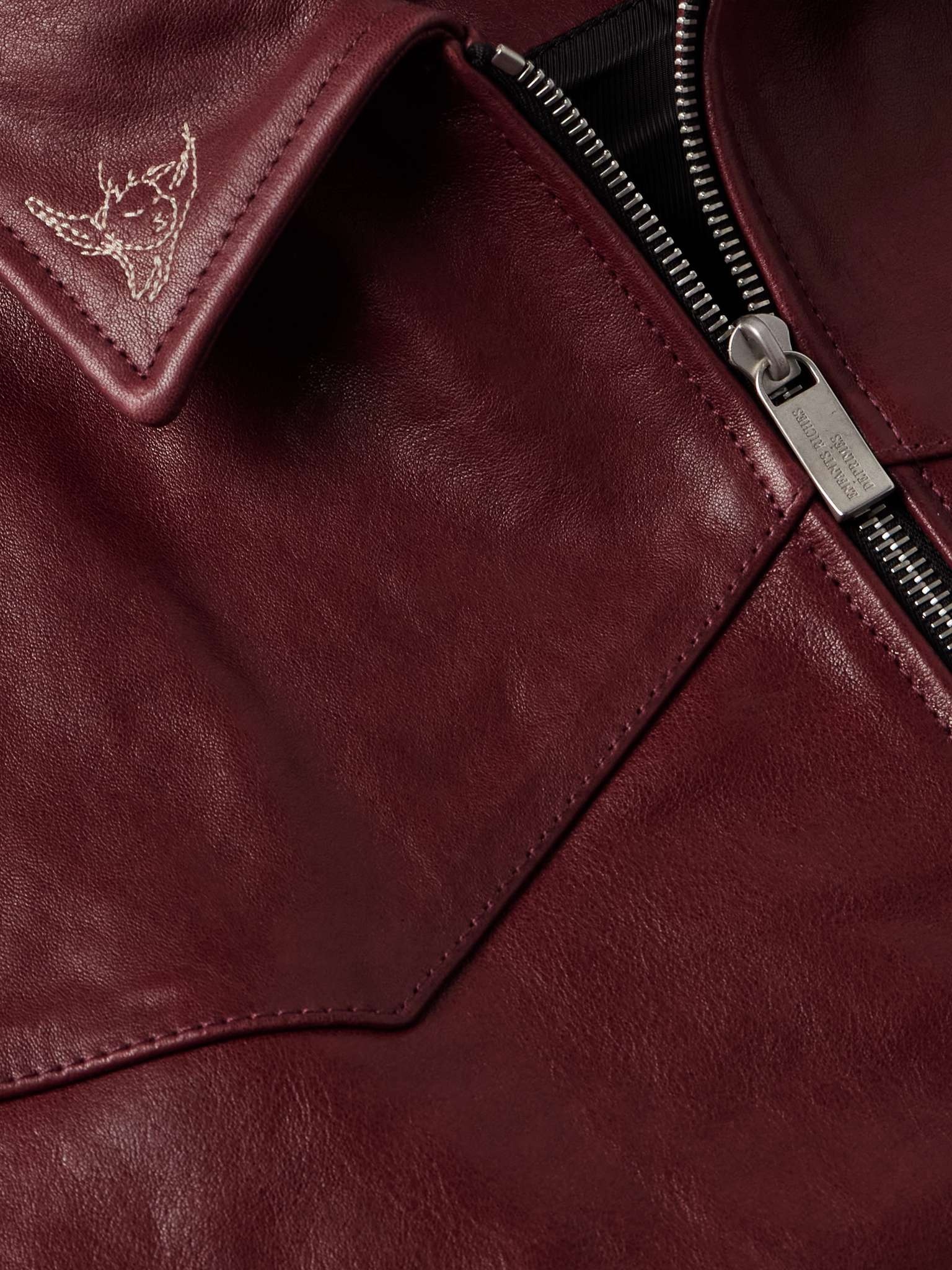 Principe de L'Amour Cropped Embroidered Leather Jacket - 5