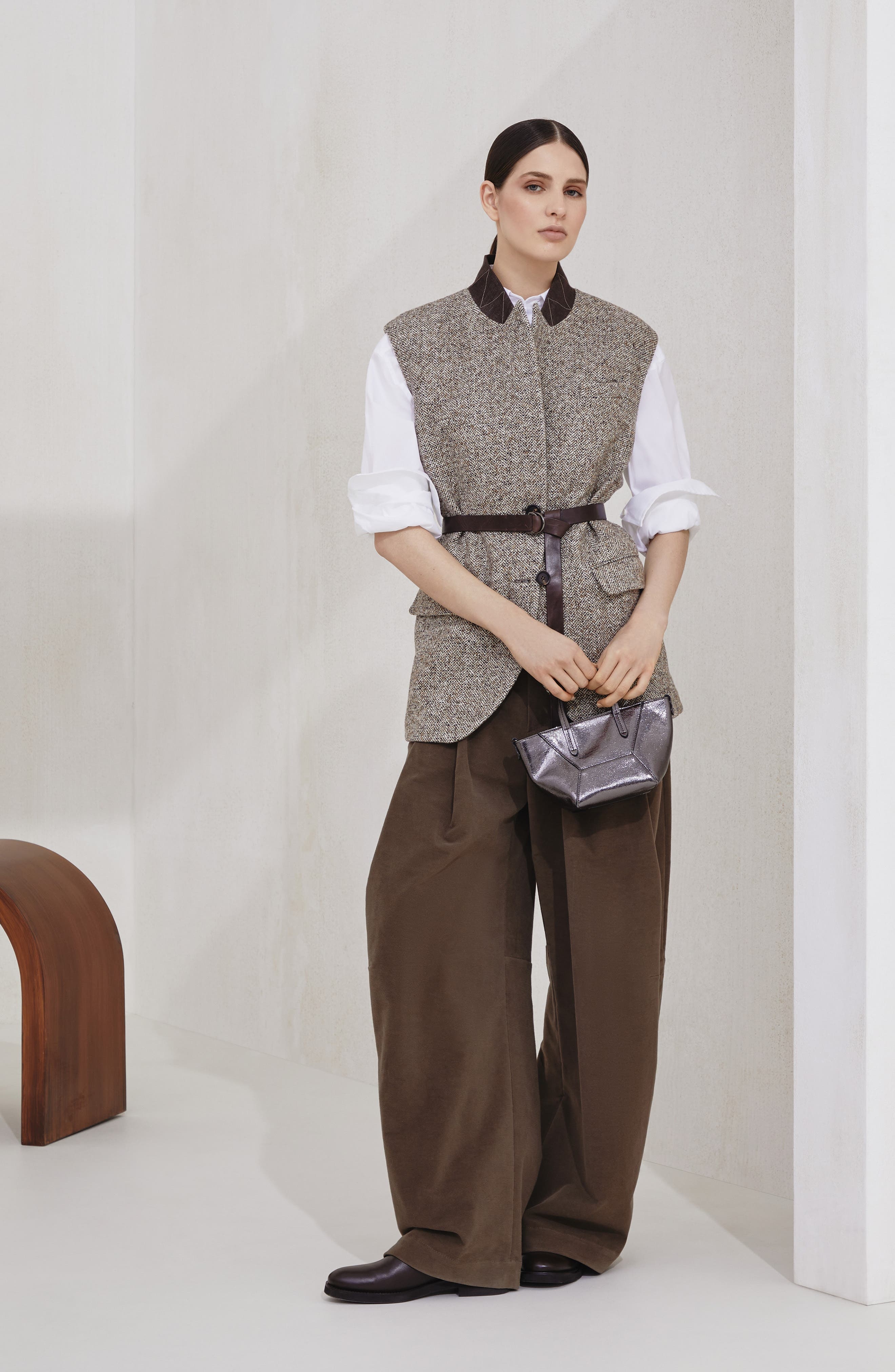 Brunello Cucinelli Flecked chevron vest in Rope at Nordstrom - 6