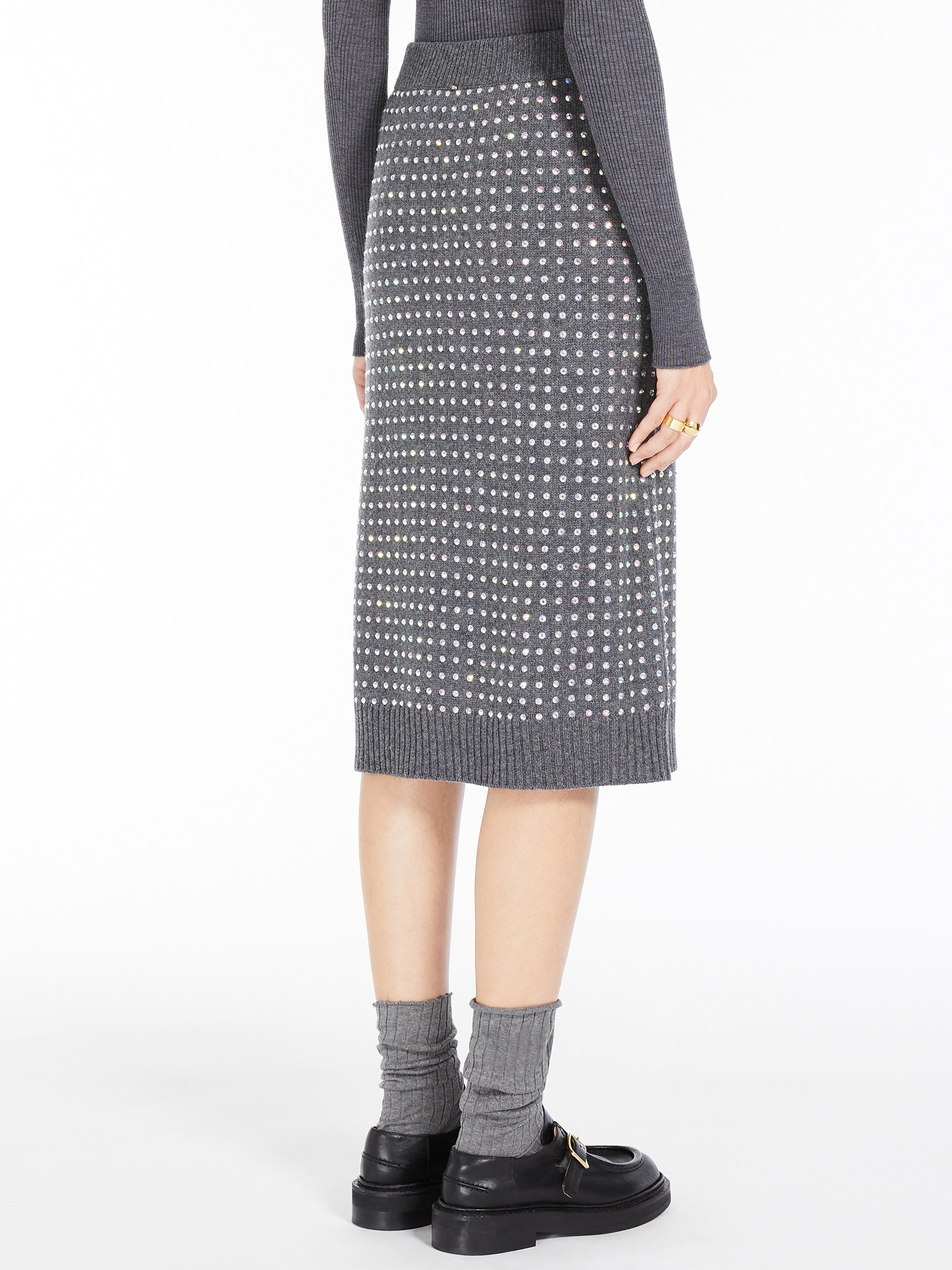 DENTICE Rhinestone-detail knit fabric skirt - 4