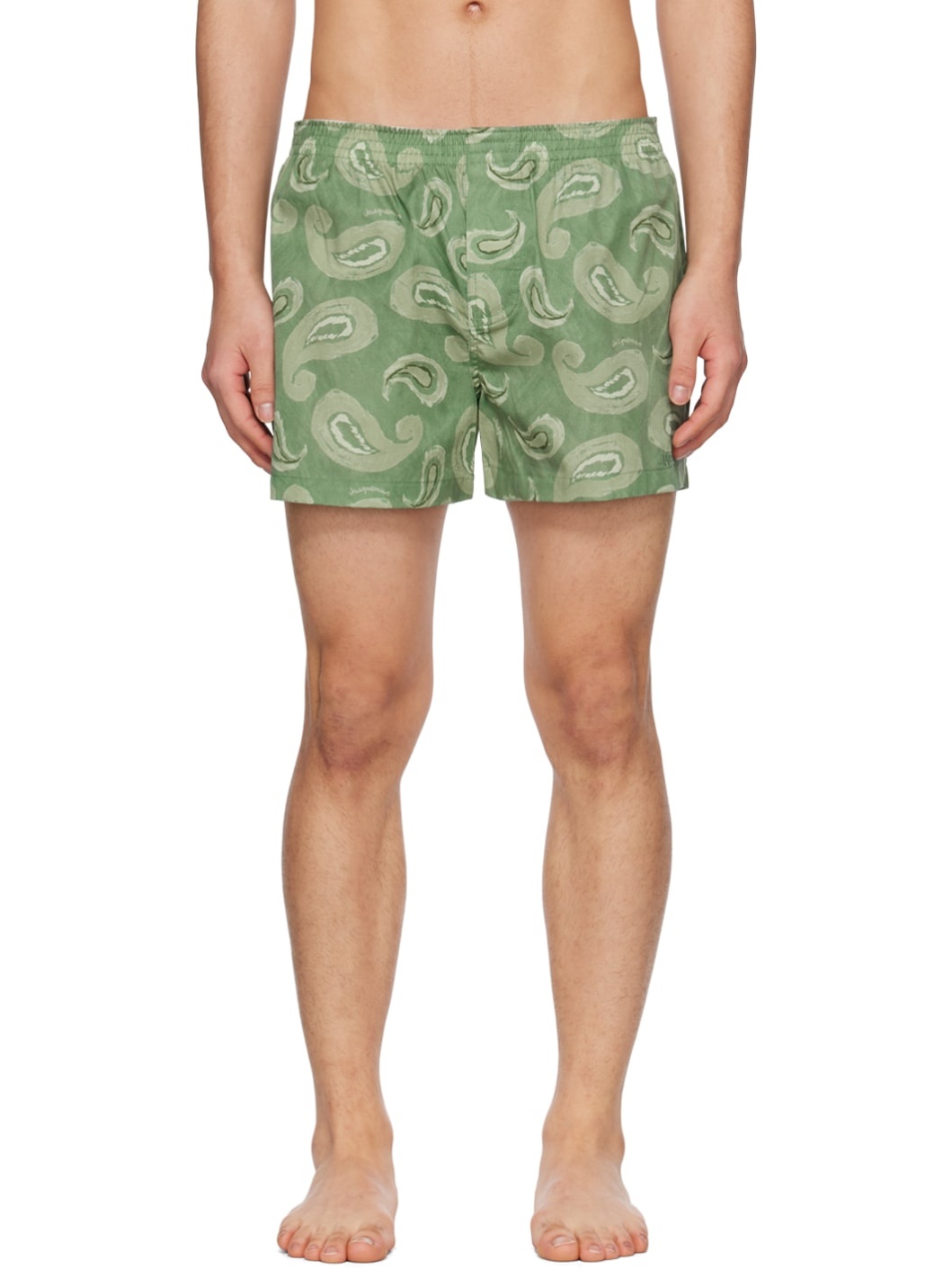 JACQUEMUS Green Le Raphia 'Le Caleçon' Swim Shorts ssense