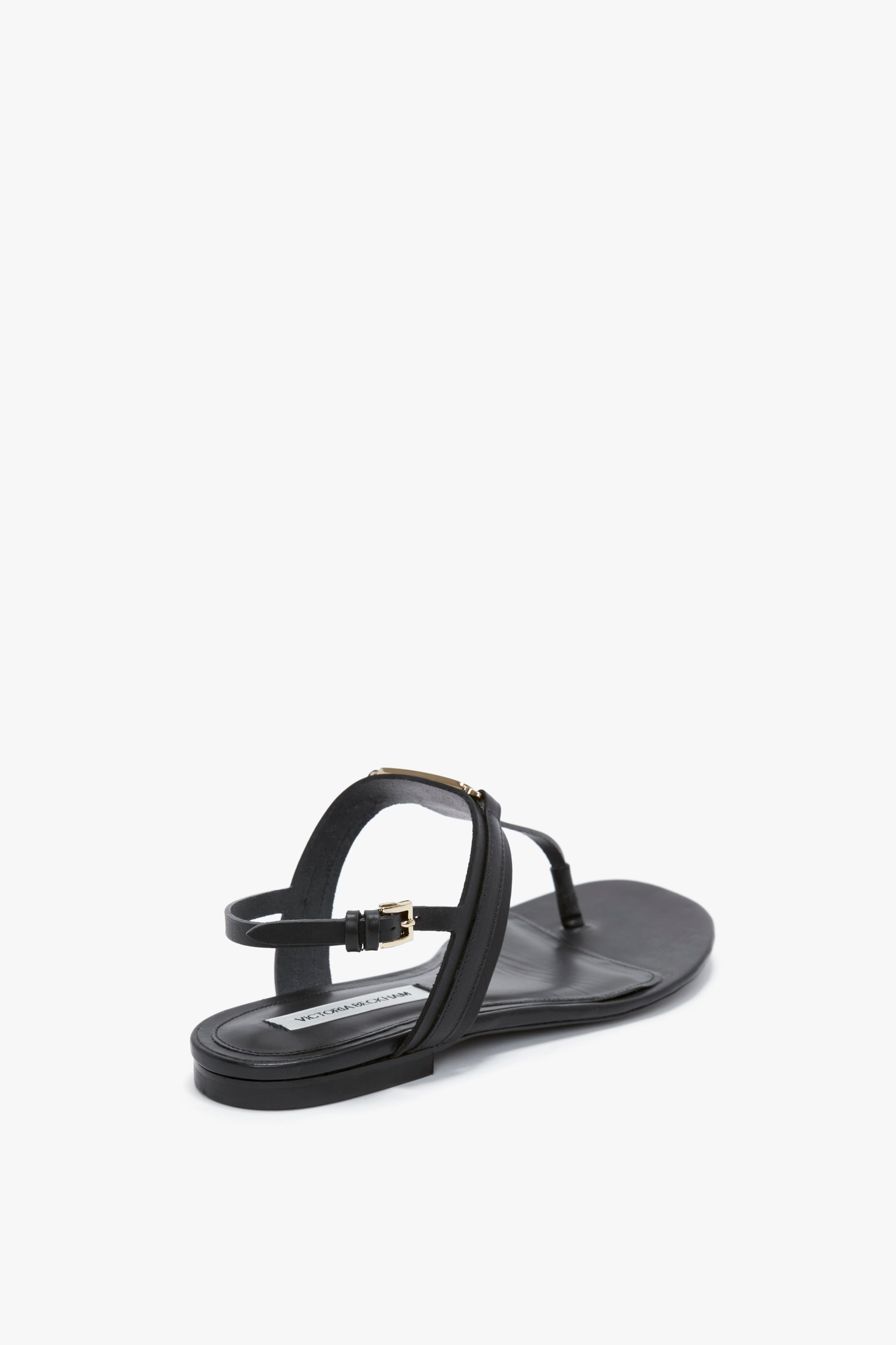 Flat Chain Sandal In Black Leather - 3