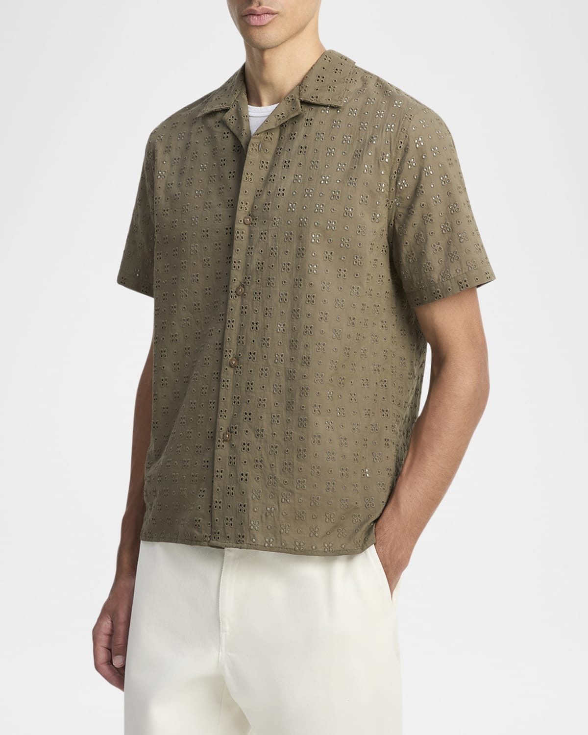 Men's Cotton Eyelet Short-Sleeve Shirt - 4