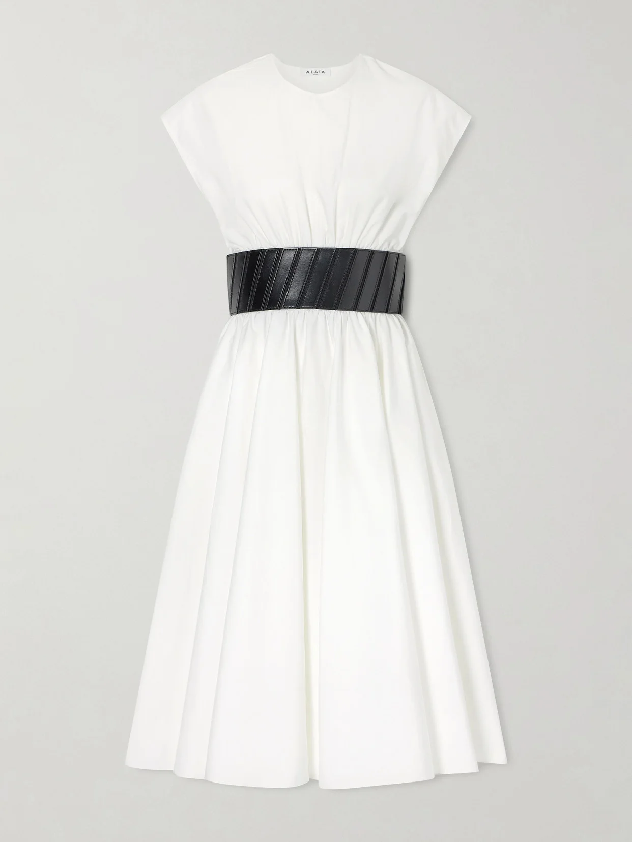 Belted Cotton-poplin Midi Dress - 1