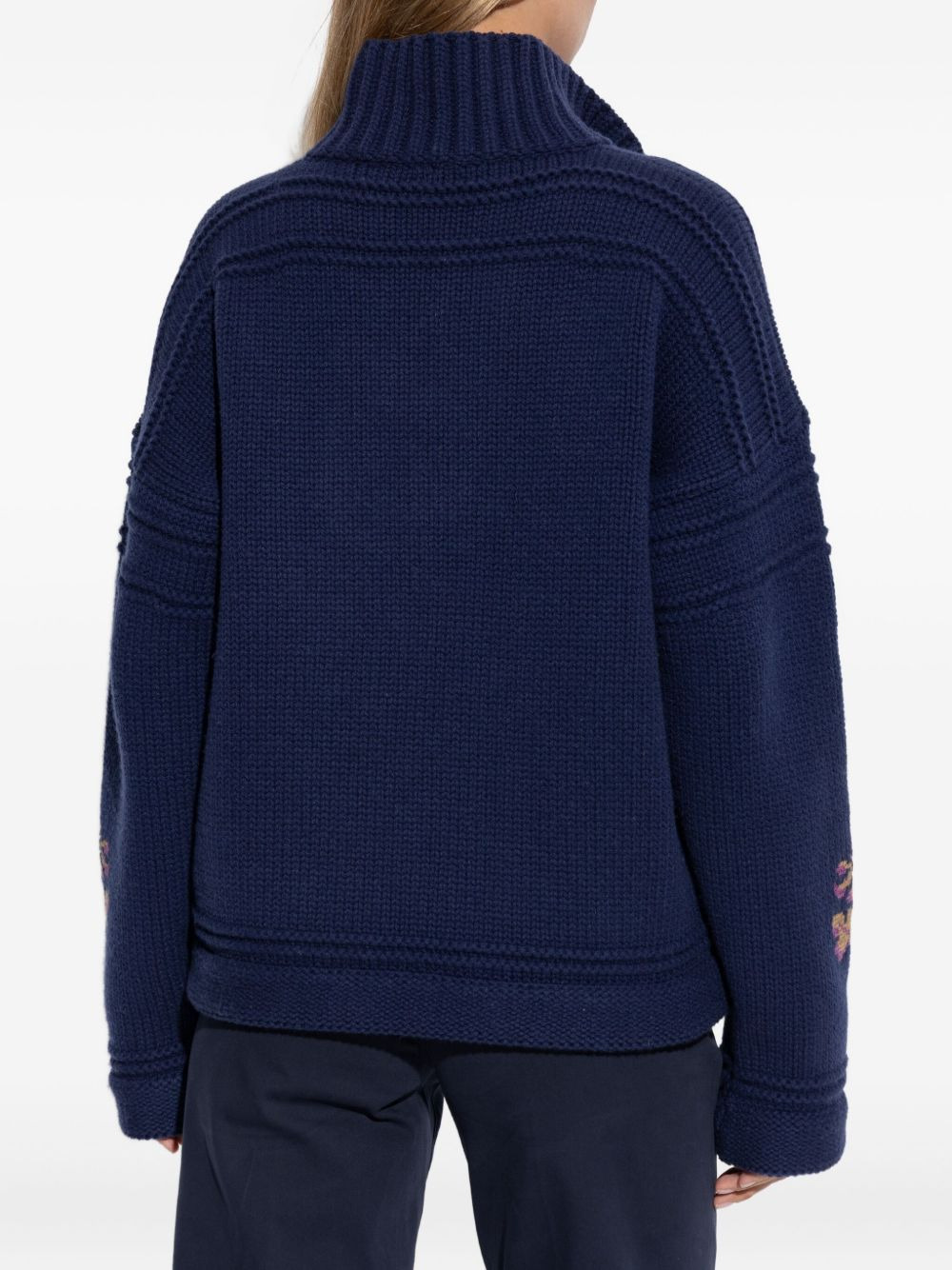lace-up embroidered sweater - 4