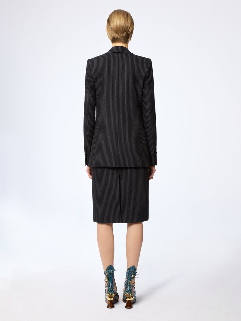Pinstriped Virgin Wool Midi Skirt 5