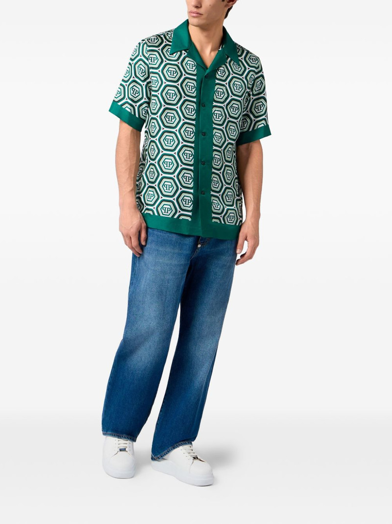 PHILIPP PLEIN monogram silk bowling shirt outlook