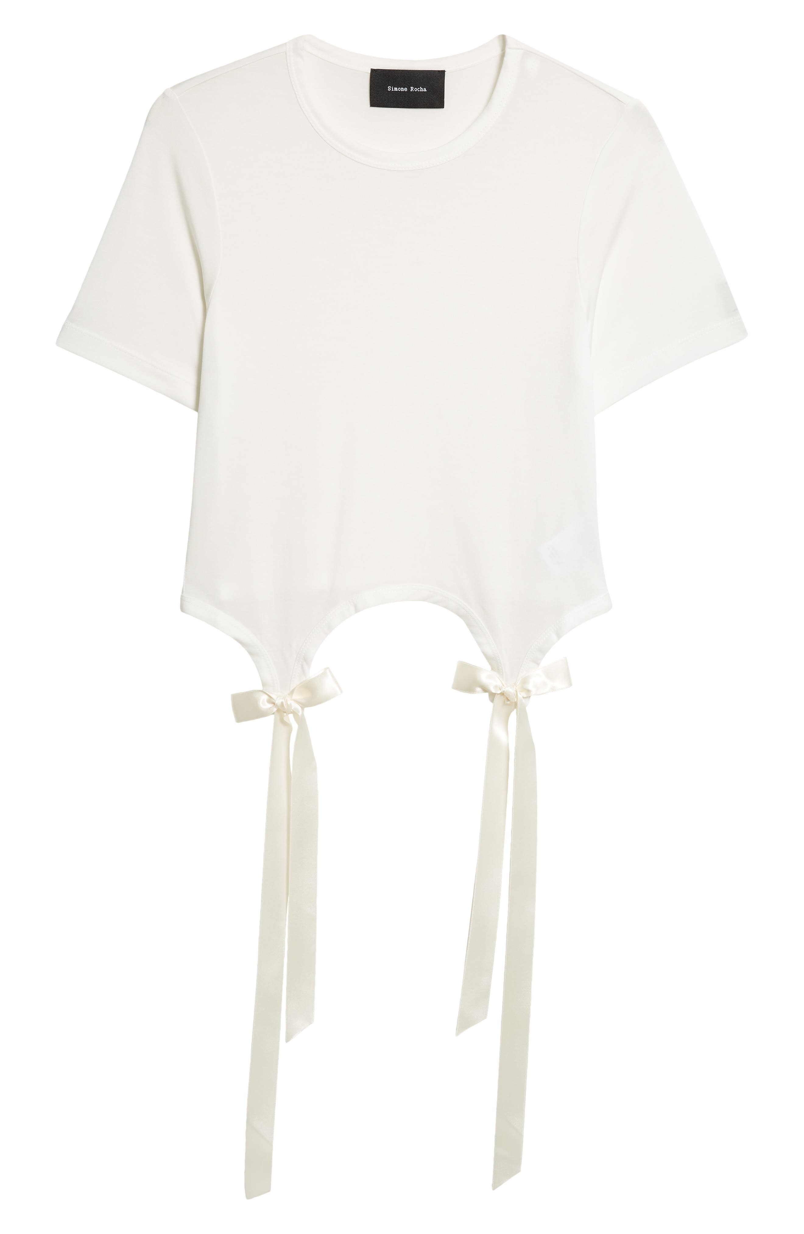 Simone Rocha Easy Bow Tails Cotton T-Shirt in Ivory at Nordstrom - 6