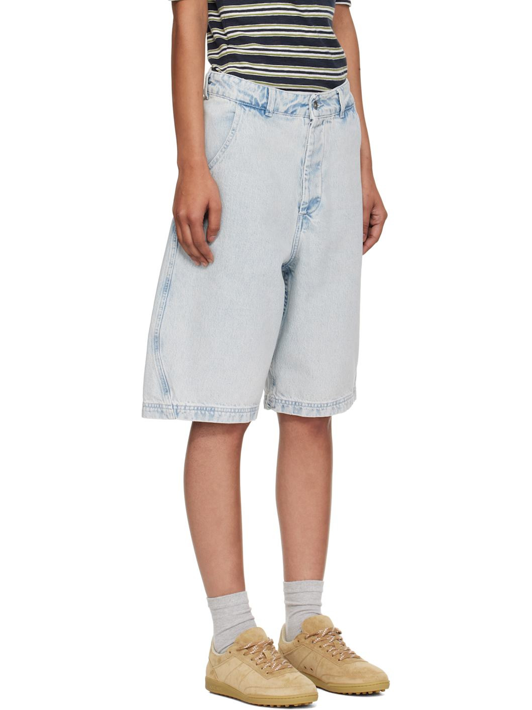 Blue Twisted Denim Shorts - 2