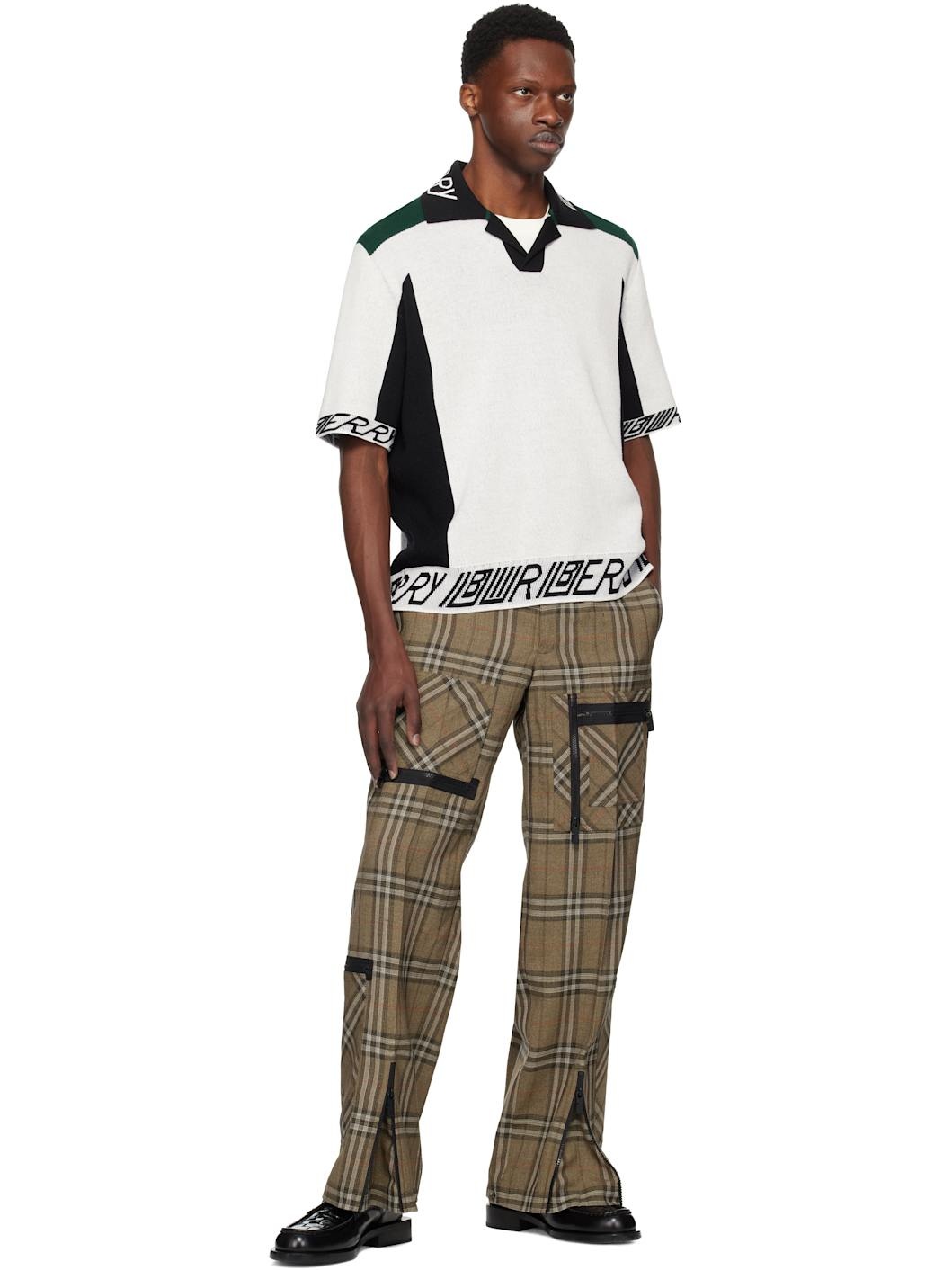 White & Black Logo Trim​ Wool Polo - 4
