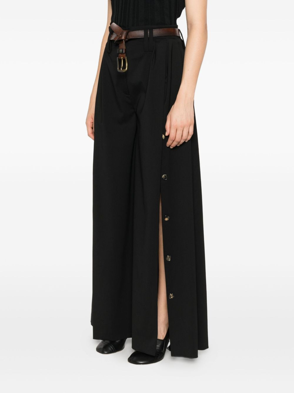 belted side-split trousers - 3