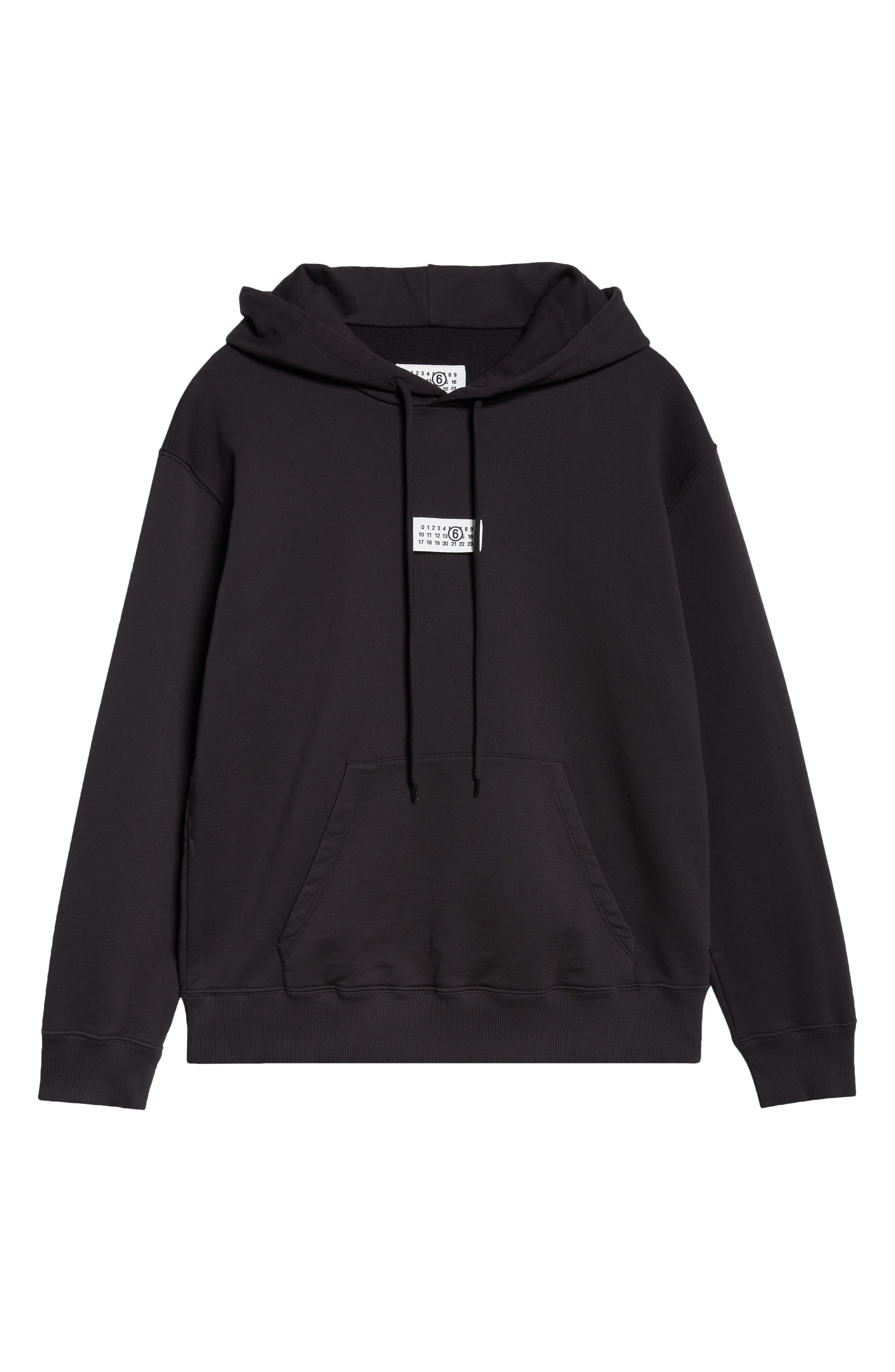 MM6 Maison Margiela Numeric Logo Patch Hoodie in Washed Black at Nordstrom - 5