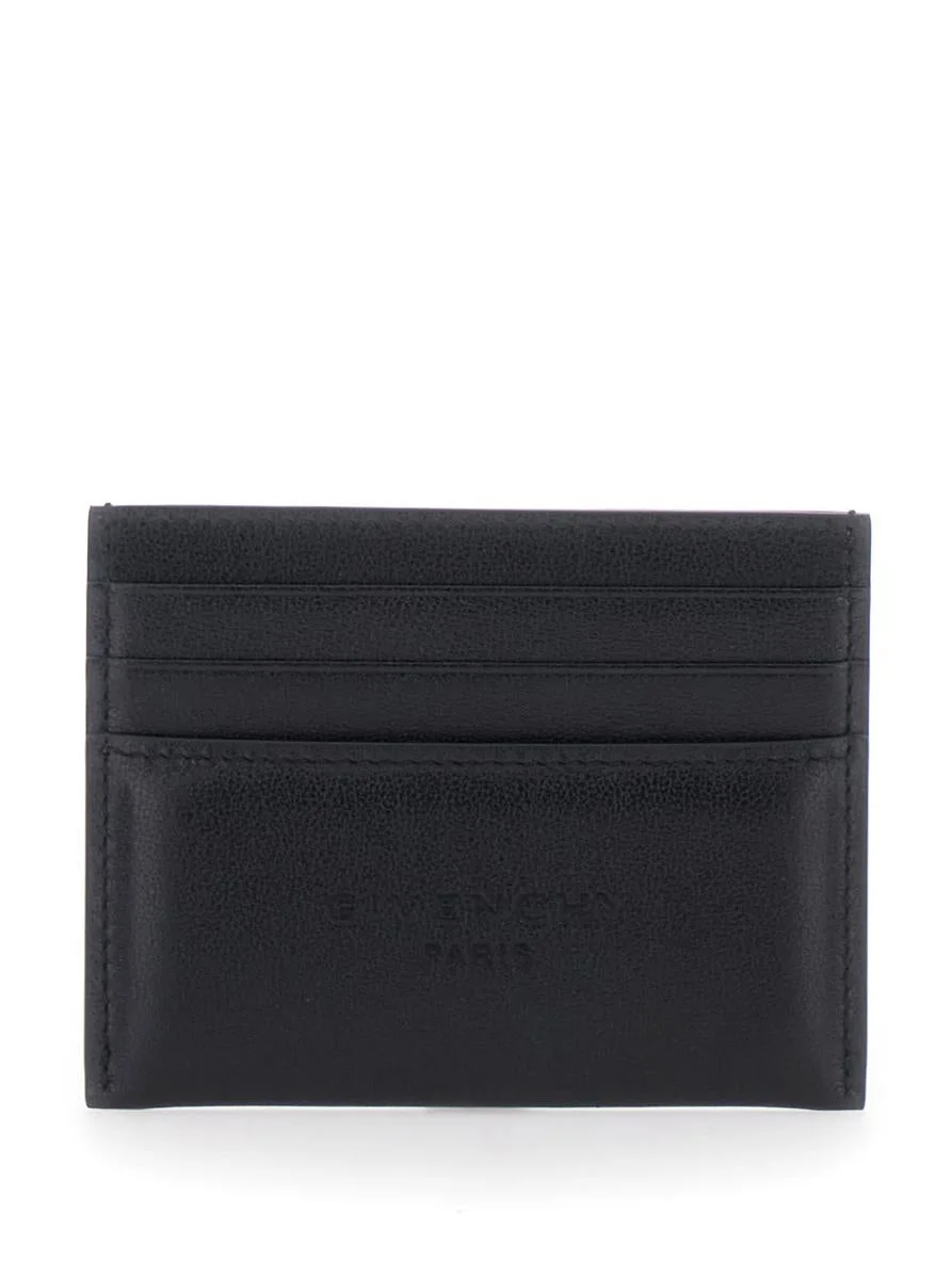 Givenchy Black Card Holder With Embossed Logo Lettering On Front And Rear In Leather Man - 1