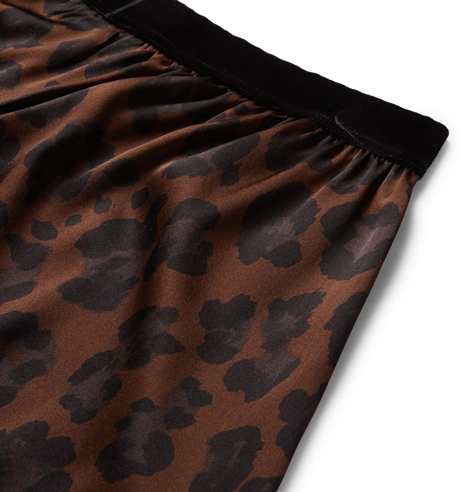 Velvet-Trimmed Leopard-Print Stretch-Silk Satin Boxer Shorts - 4