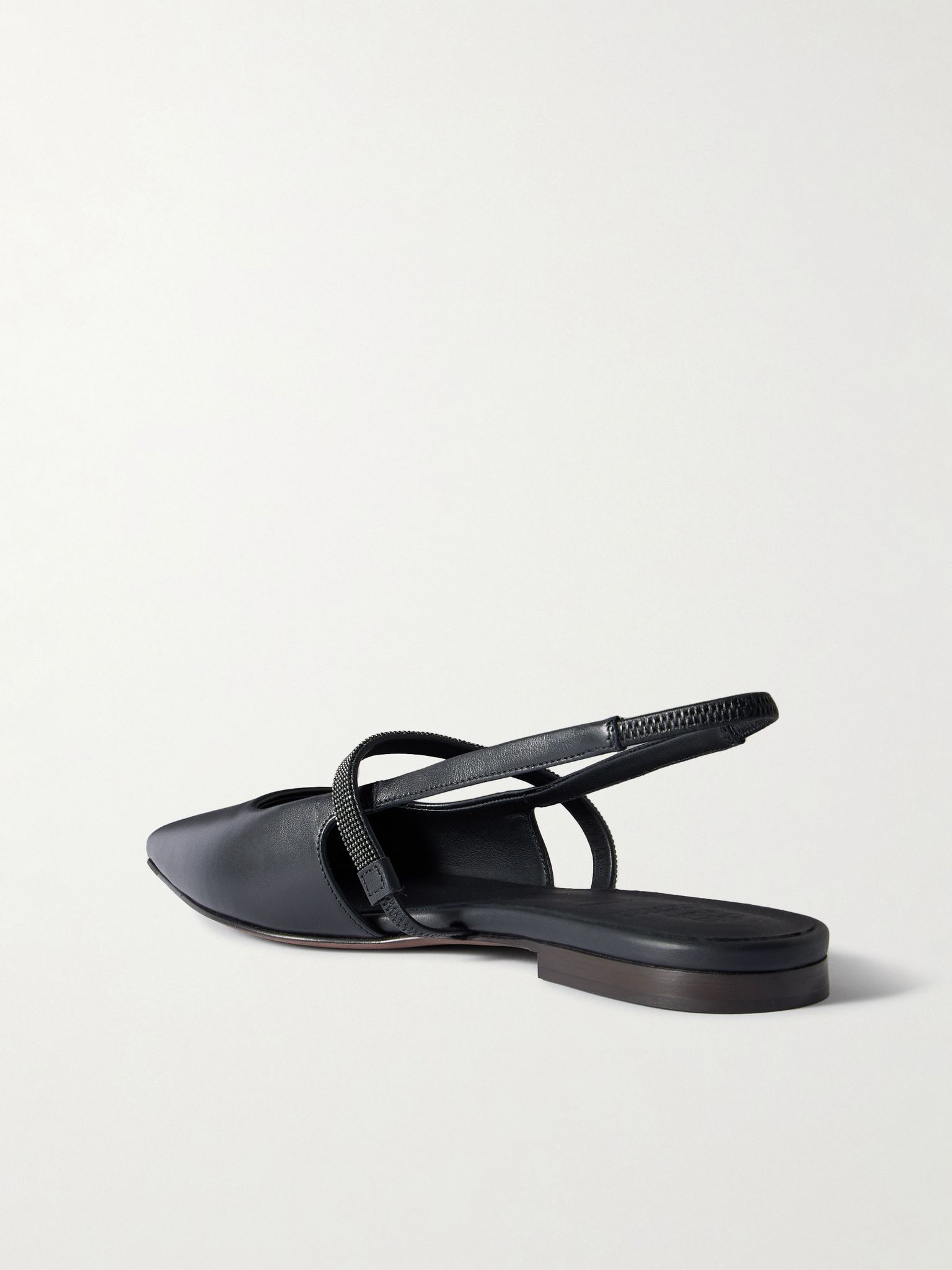Embellished cutout leather slingback ballet flats Black - 3