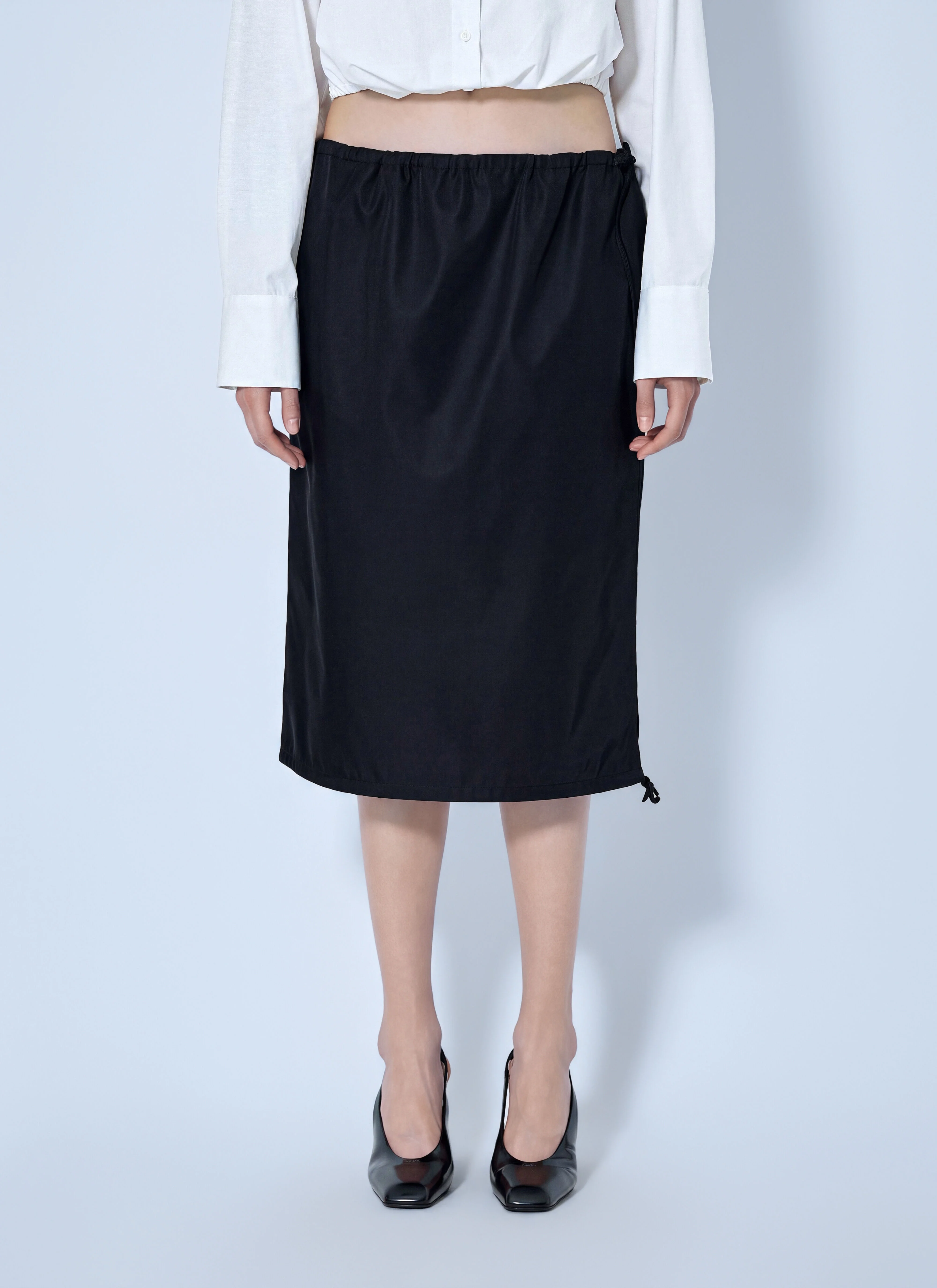 Elastic Waist Re-Nylon Midi Skirt - 1