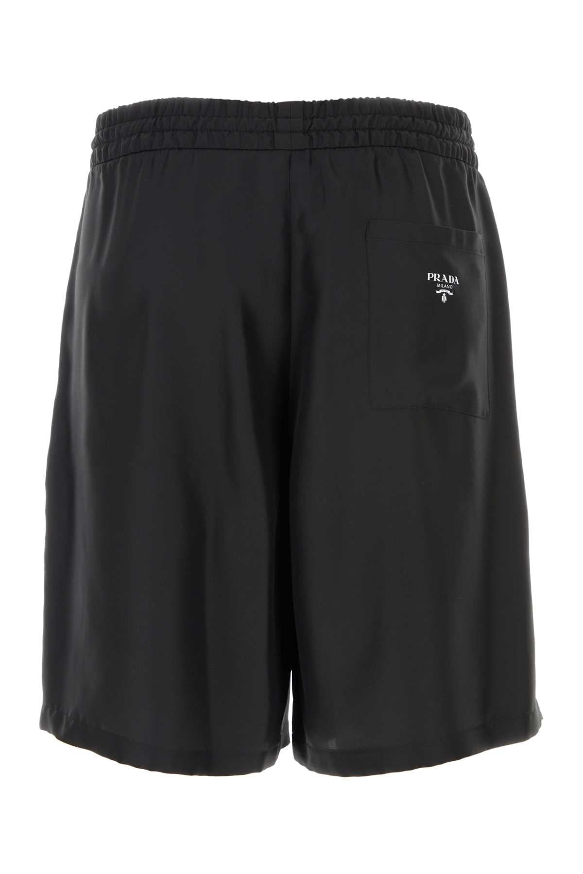 Prada Men Black Twill Bermuda Shorts - 2
