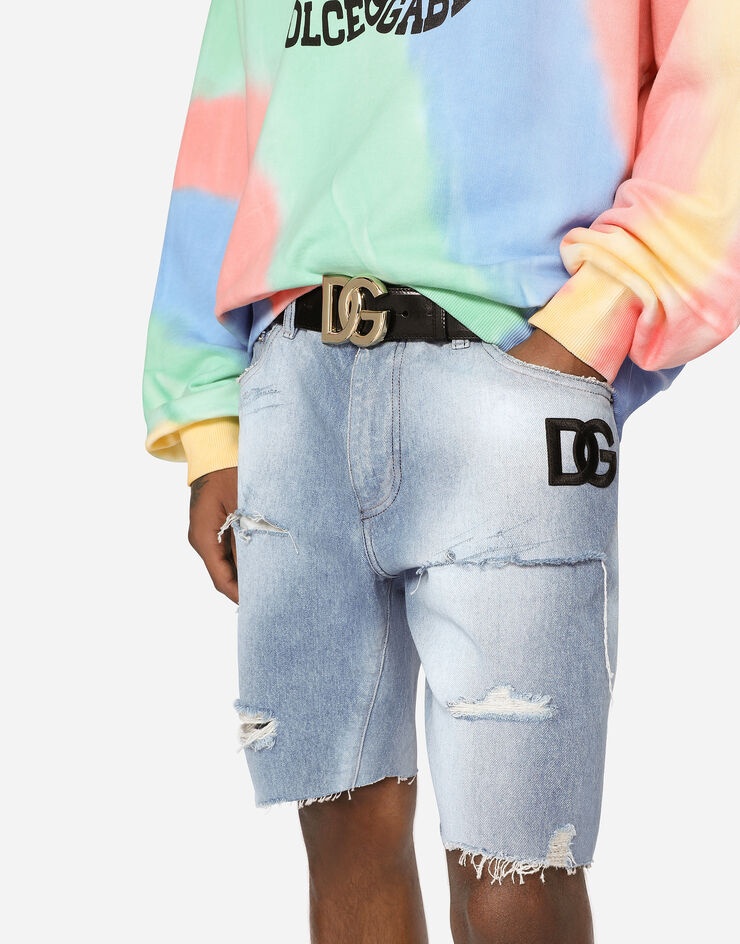 Light blue denim shorts with DG patch - 5